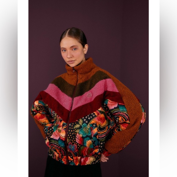 NWT FARM RIO Toucanfly Reversible Floral Print Quilted Puffer Jacket Size L - Picture 4 of 14